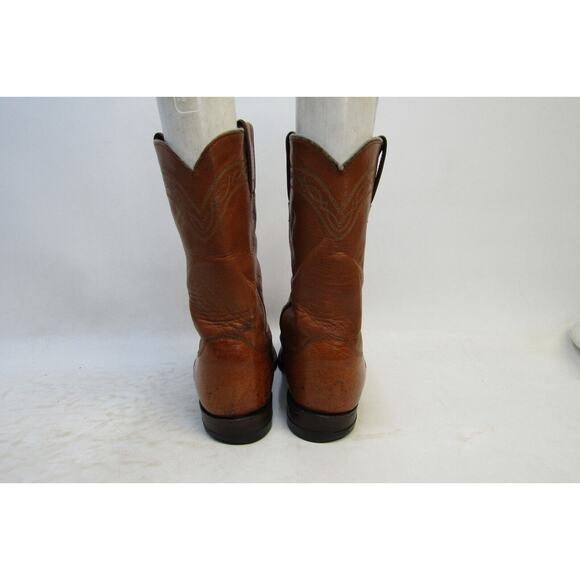 Justin Mens 7.5 D Brown Leather Ostrich Roper Cowboy Western Boots main image 6